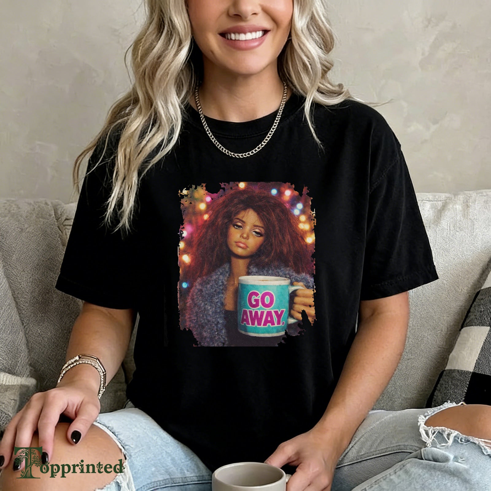 Meme Bad Mood Girl Printed Cotton T-Shirt