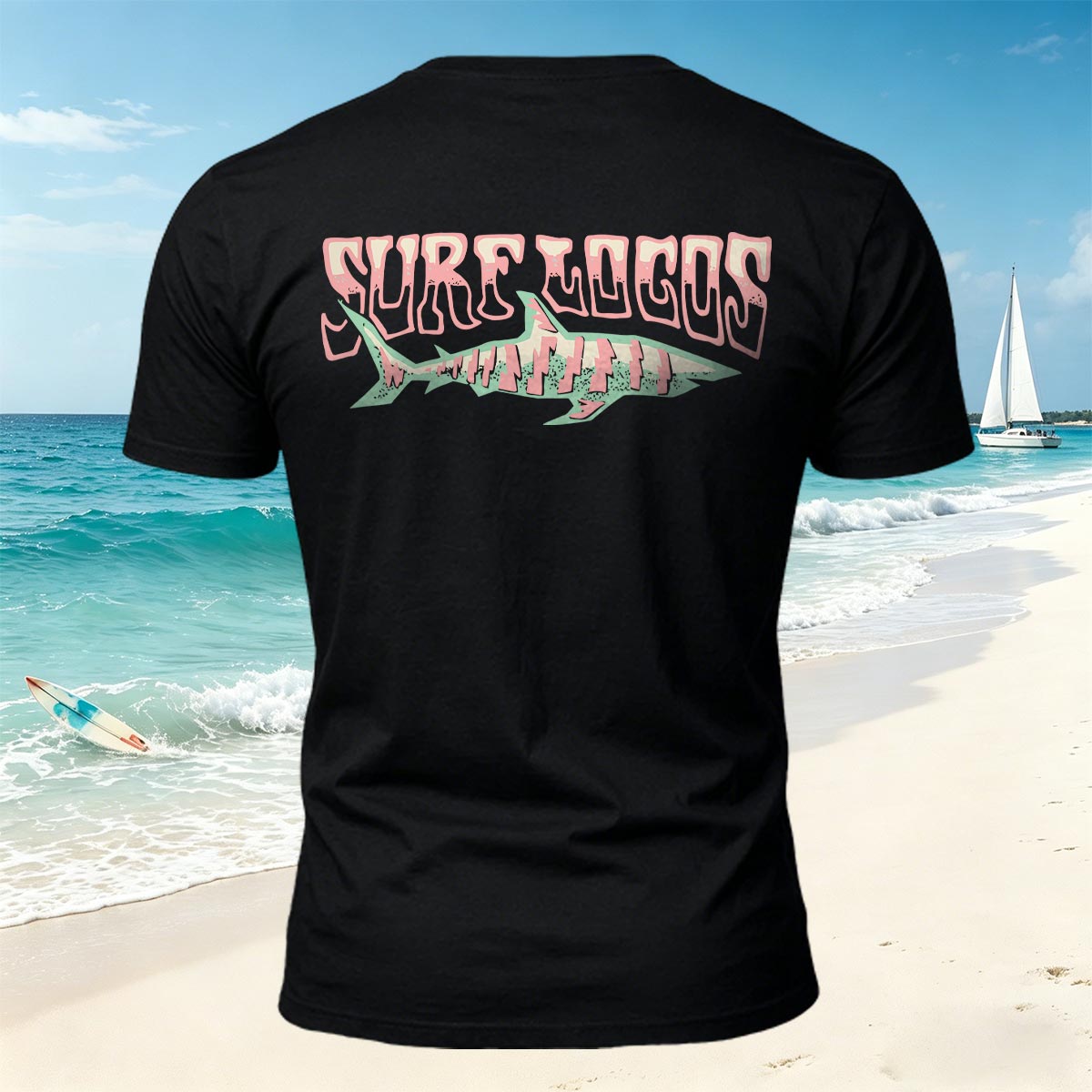 Retro Minimalist Fish-pattern Breathable Seaside T-shirt
