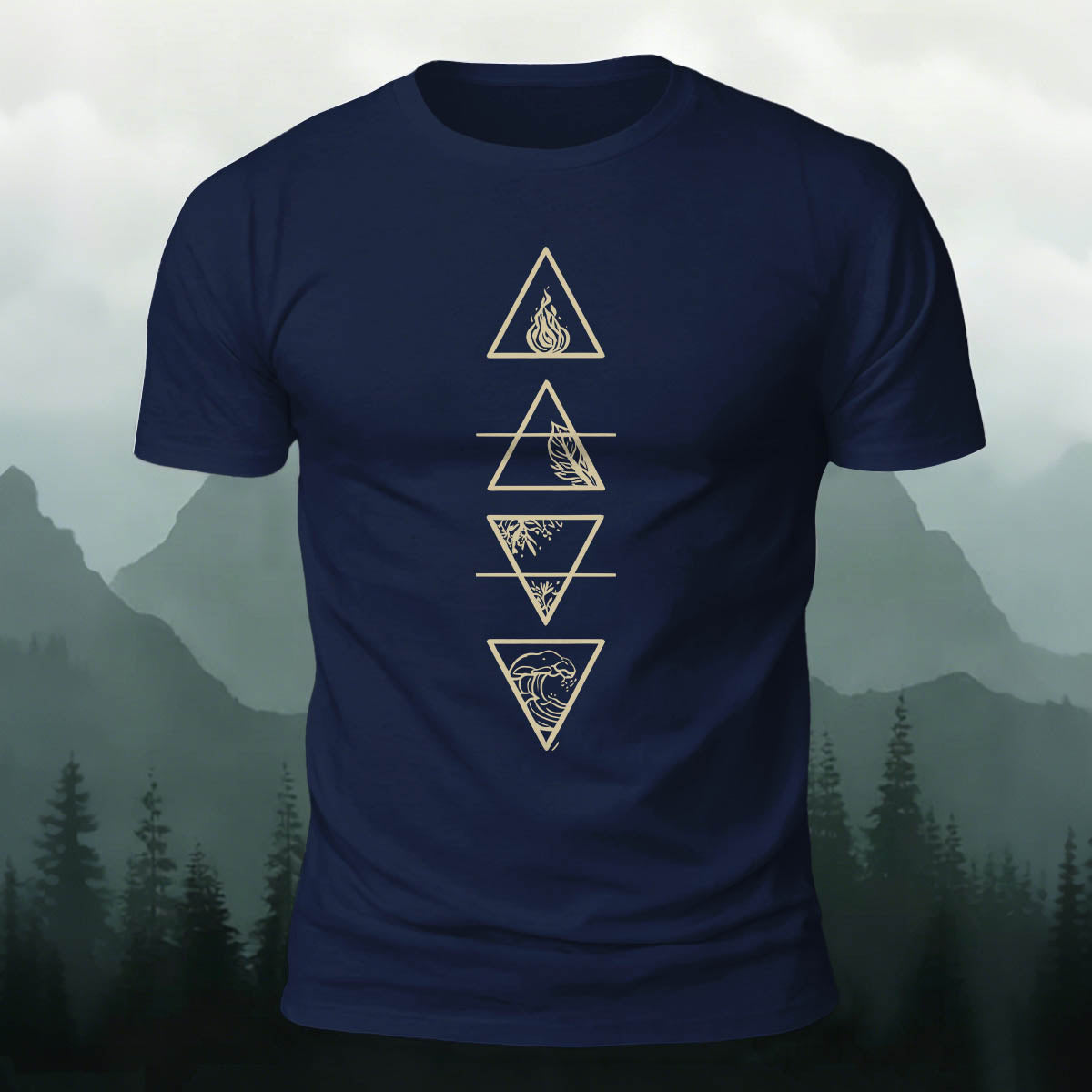Triangle Print Classic Casual 100% Cotton T-Shirt