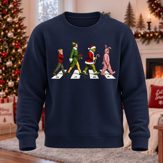 Christmas Abbey Road Printed Round Neck Sweatshirt