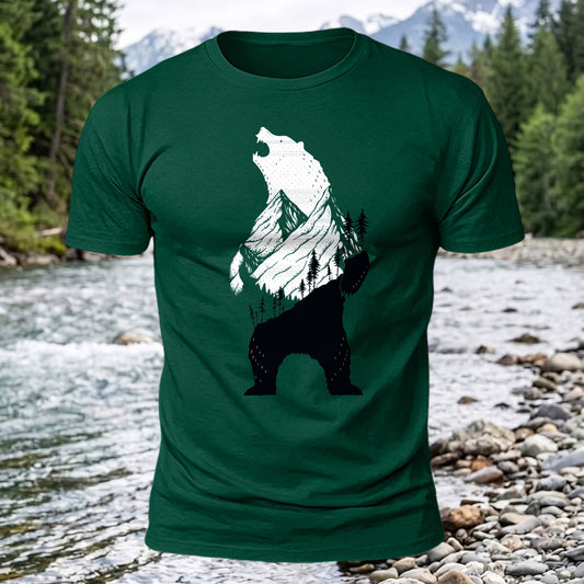 Colorblock Bear Printed Short Sleeve T-Shirt