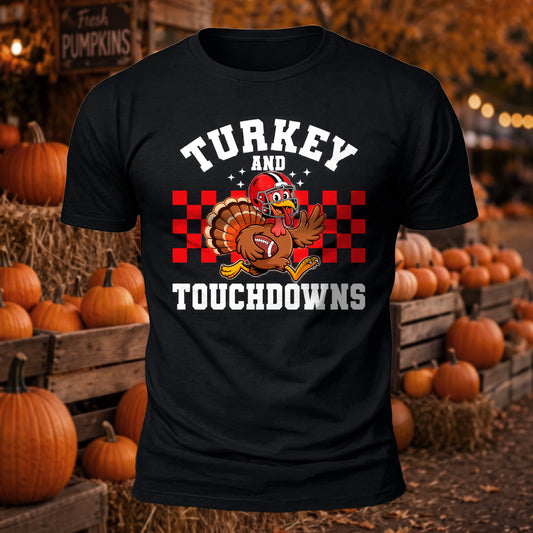 Turkey & Touch Downs Printed Short Sleeve T-Shirt