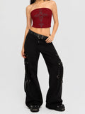 Gothic Cross-Print Strapless Top