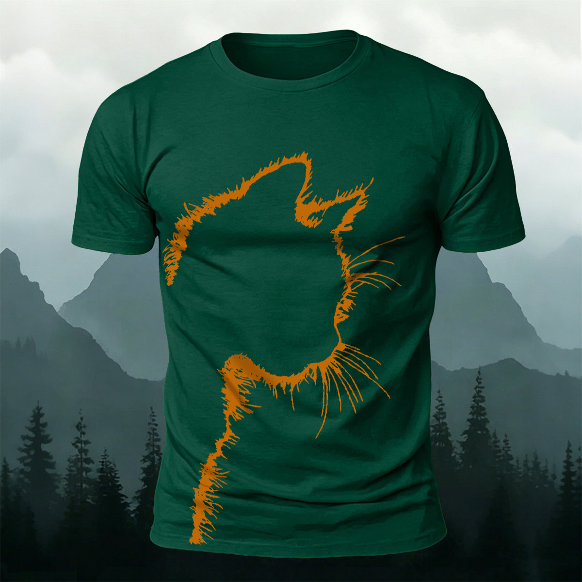 Sublimation Cat Head Casual Crew-Neck T-Shirt