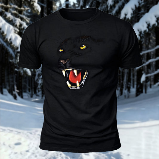 DTG Roaring Panther Printed Short Sleeve T-Shirt
