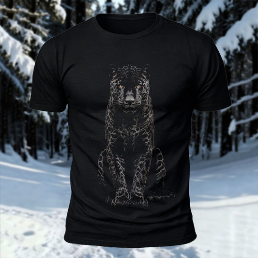 DTG Sitting Leopard Printed Short Sleeve T-Shirt