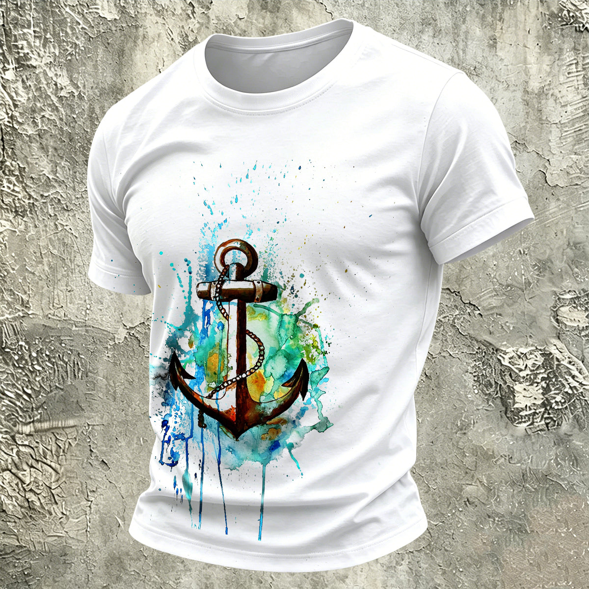 Artistic Sailboat Anchor Outdoor Versatile Cotton Tee