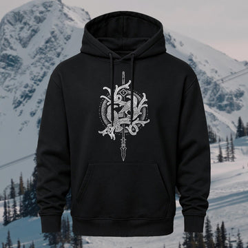 Vintage Viking Totem Printed Hoodie Sweatshirt