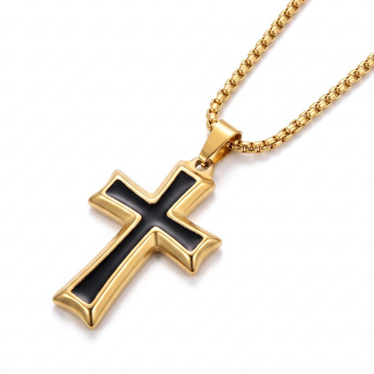 Stainless Steel Enamel Cross Pendant Necklace