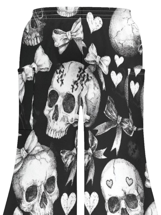 Women's Fashionable Gothic-Print Side Pockets Polyester Pants