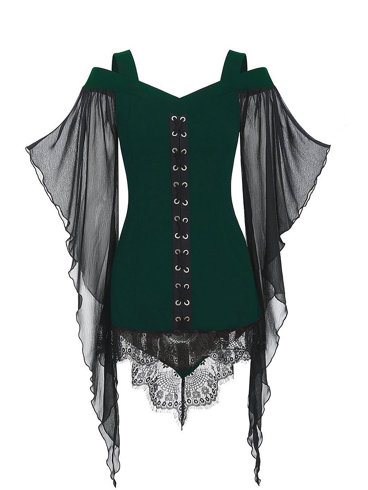 Chiffon Asymmetrical Panels Gothic-Style Blouse