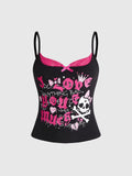 Sexy Lace-Trimmed Printed Fashion Tank Top