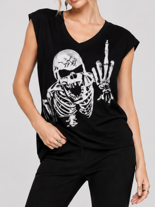 Women's Gothic Humor Skull-Print T-Shirt