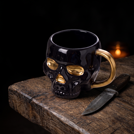 Ceramic Golden Accent Skull Mug