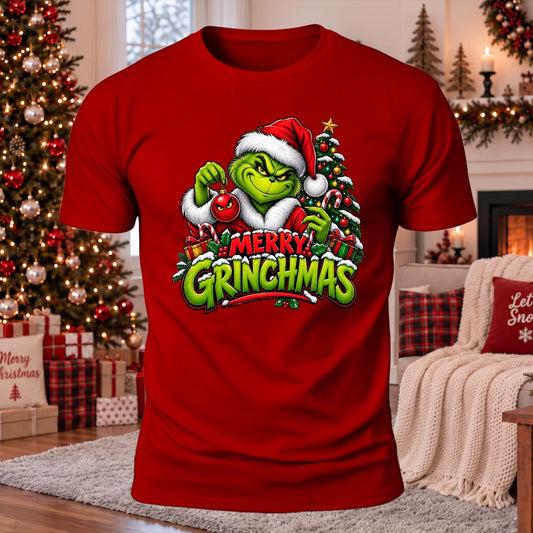 Merry Grinchmas Printed Casual Short Sleeve T-Shirt