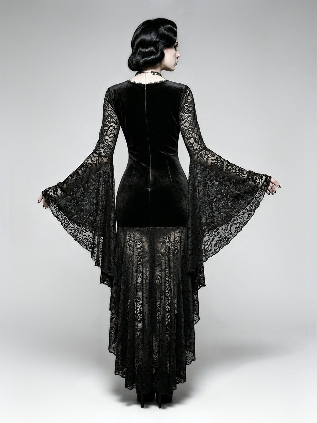 Dark and Elegant Lace Velvet Dress