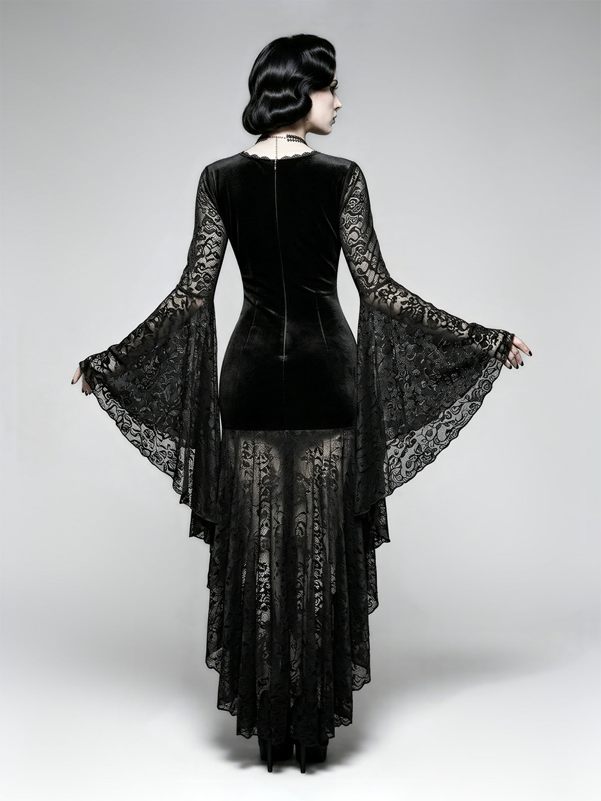 Dark and Elegant Lace Velvet Dress