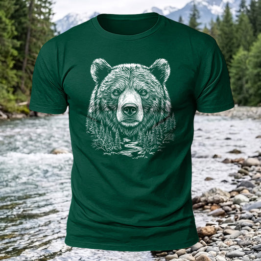 DTG Bear Forest Printed Short Sleeve T-Shirt