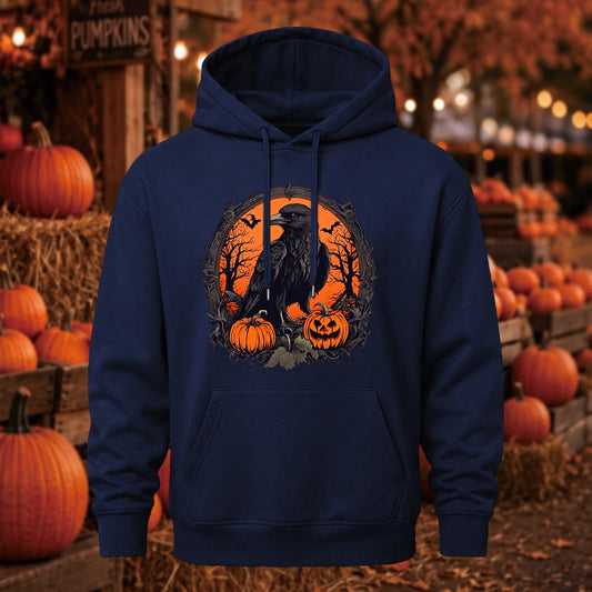 Halloween Pumpkin Crow Printed Casual Hoodie Sweatershirt
