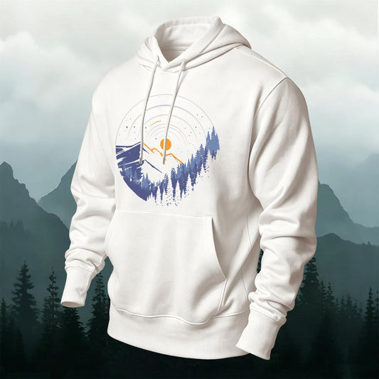 Cotton-Blend Forest Art Print Versatile Hoodie