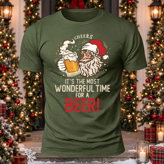 Wonderful Time For A Beer Printed Short Sleeve T-Shirt