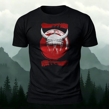Vintage Distressed Viking Helmet Skull Graphic T-Shirt