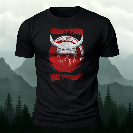 Vintage Distressed Viking Helmet Skull Graphic T-Shirt