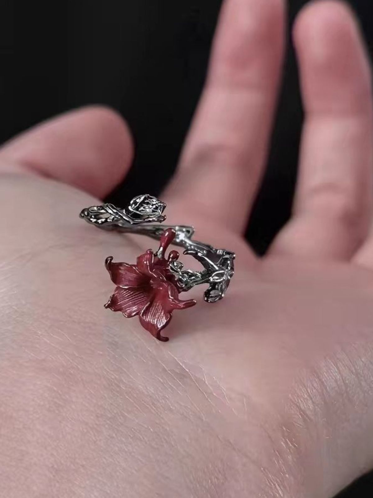 Dark Gothic Mandala Open-Finger Ring
