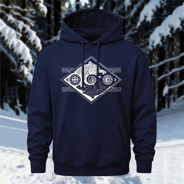 Wolfs Chasing Sun & Moon Printed Hoodie Sweatshirt