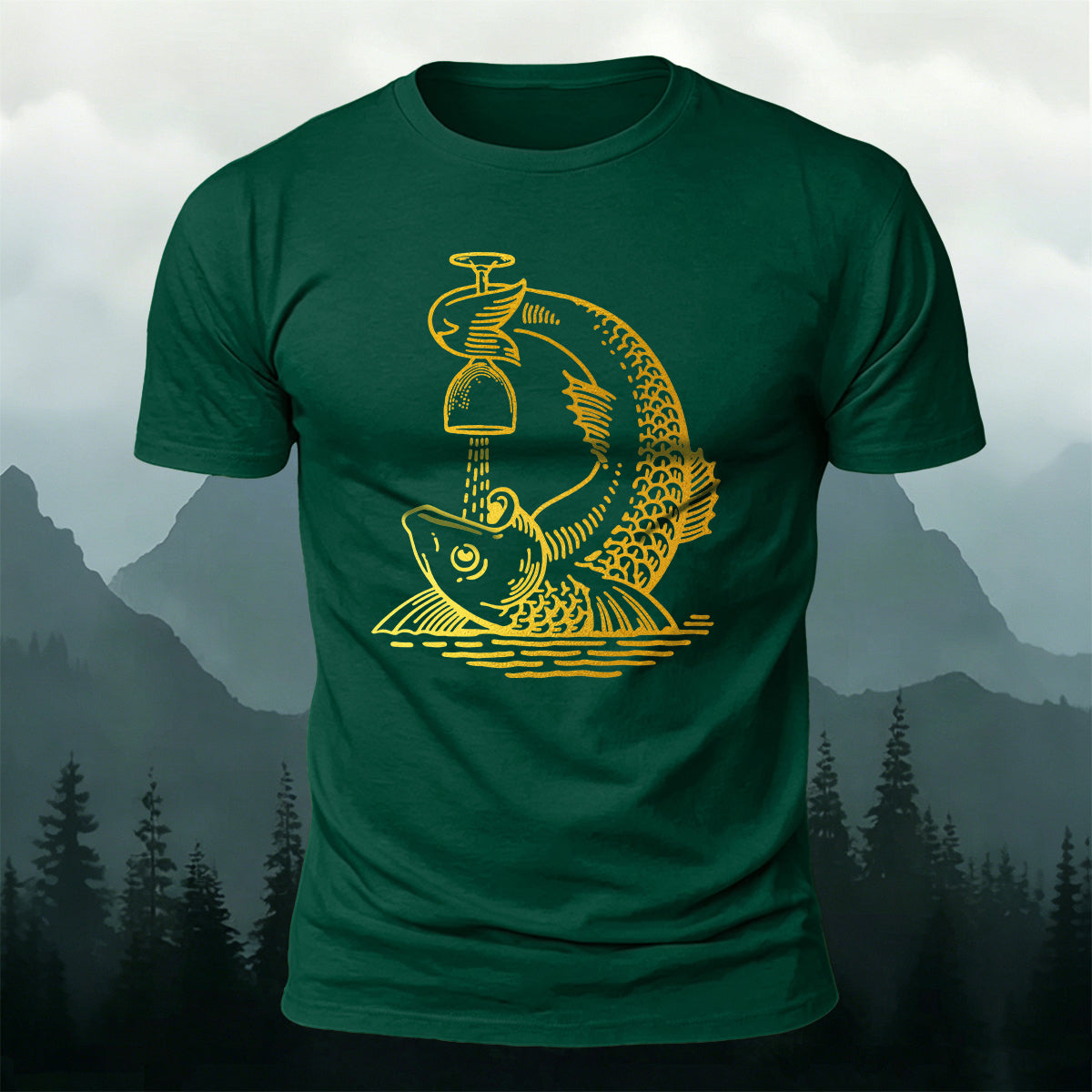 Fish Drunk Printed Casual Cotton Versatile T-Shirt
