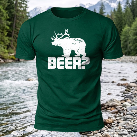 Bear+Deer=Beer Printed Short Sleeve T-Shirt