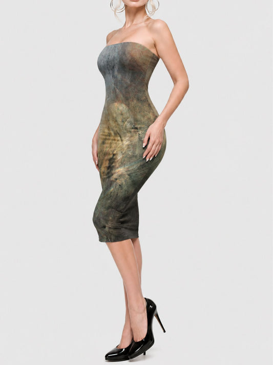Retro Post-Apocalyptic Sexy Strapless Fitted Dress