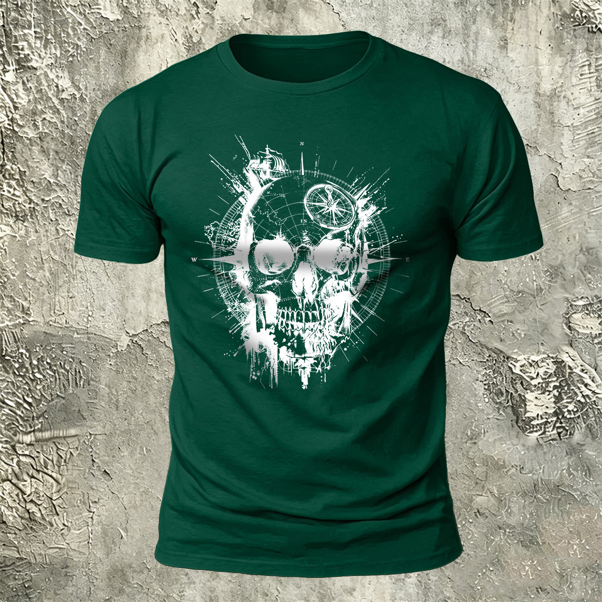 Nautical Compass Skull Retro Casual Breathable Tee