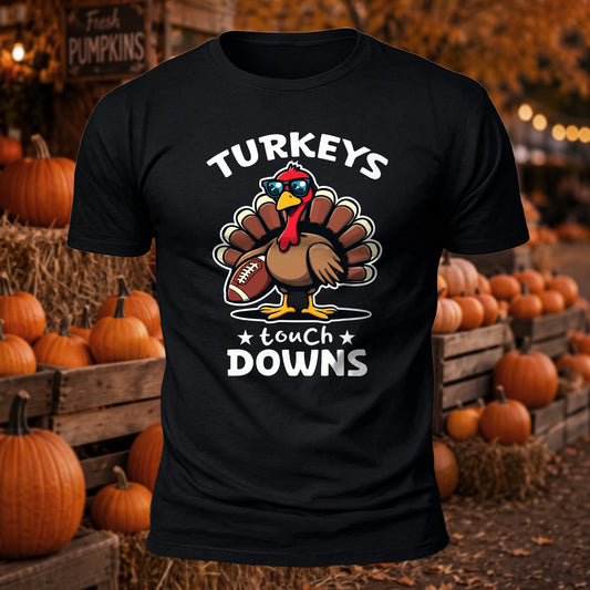 Turkeys Touch Down Printed Short Sleeve T-Shirt