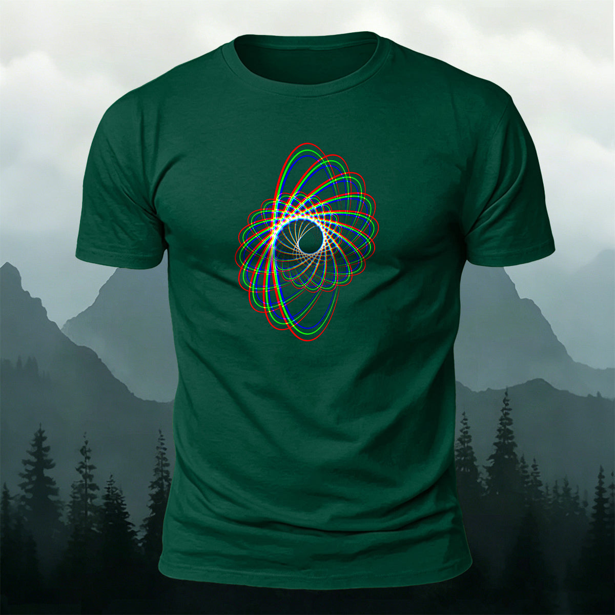 Combed Cotton Colorful Arcs Casual Crew-Neck T-Shirt