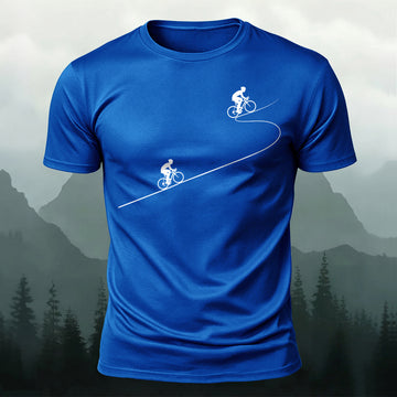 Bicycle Chasing Printed Short Sleeve T-Shirt