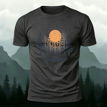 Soft Cotton Forest Sunrise Artistic Print Casual T-Shirt