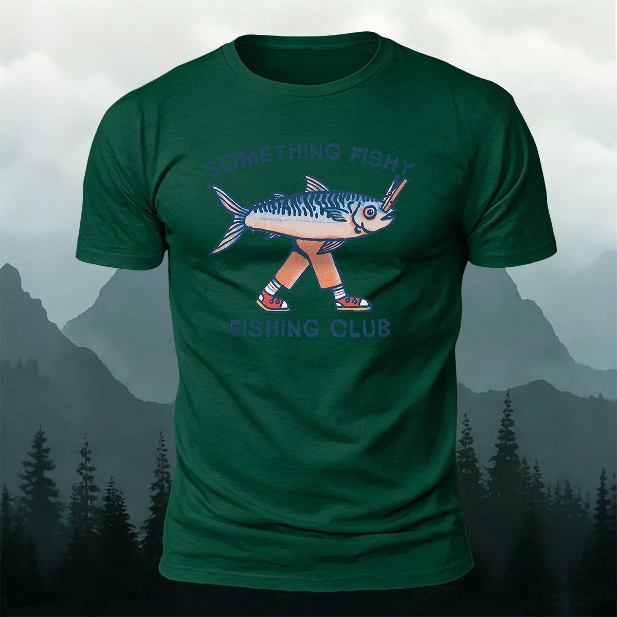 Fishing Club Printed Casual Versatile Cotton T-Shirt