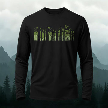 Forest Cycling Nature Print Casual Long-Sleeve Cotton Tee