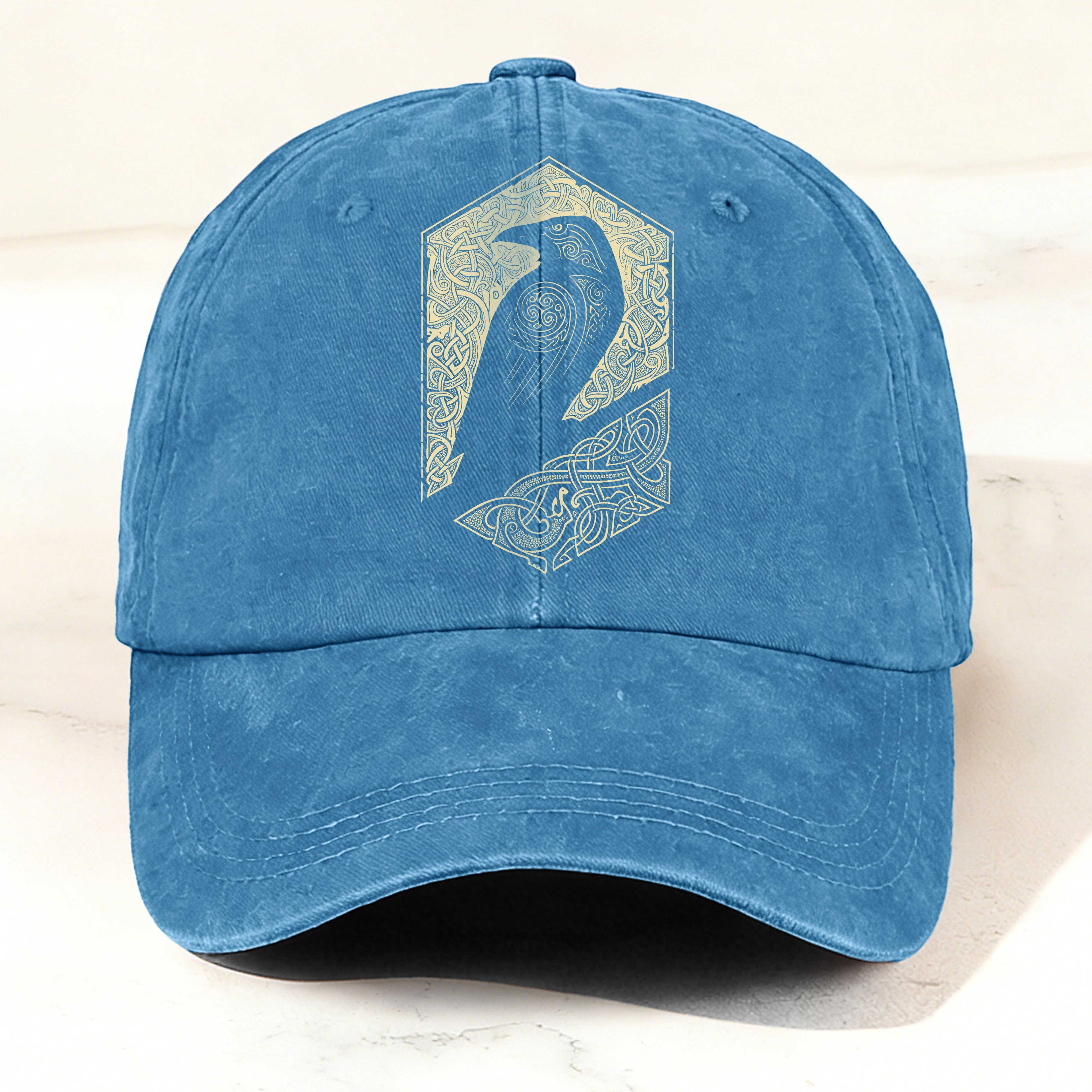 Bird Totem Print Washed Baseball Cap