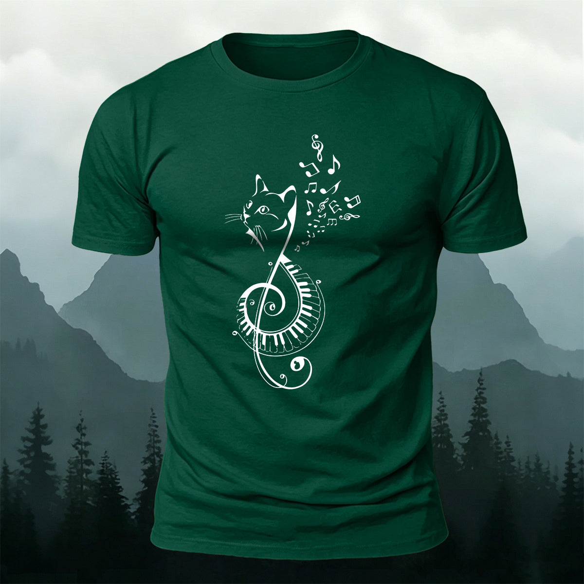 Cotton Cute Cat Music Note Versatile T-Shirt