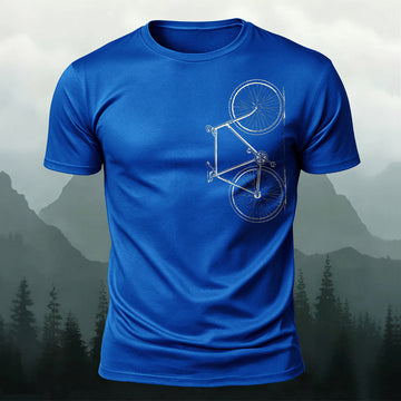 Vintage Bicycle Artwork Printed Short Sleeve T-Shirt