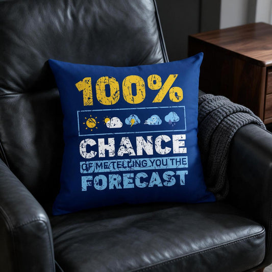 Linen Weather Quote Print Pillow