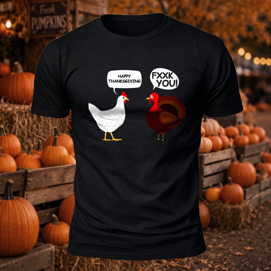 Fxxk You Thanksgiving Printed Short Sleeve T-Shirt