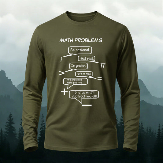 Premium Cotton Math Problems Printed Long Sleeve T-Shirt