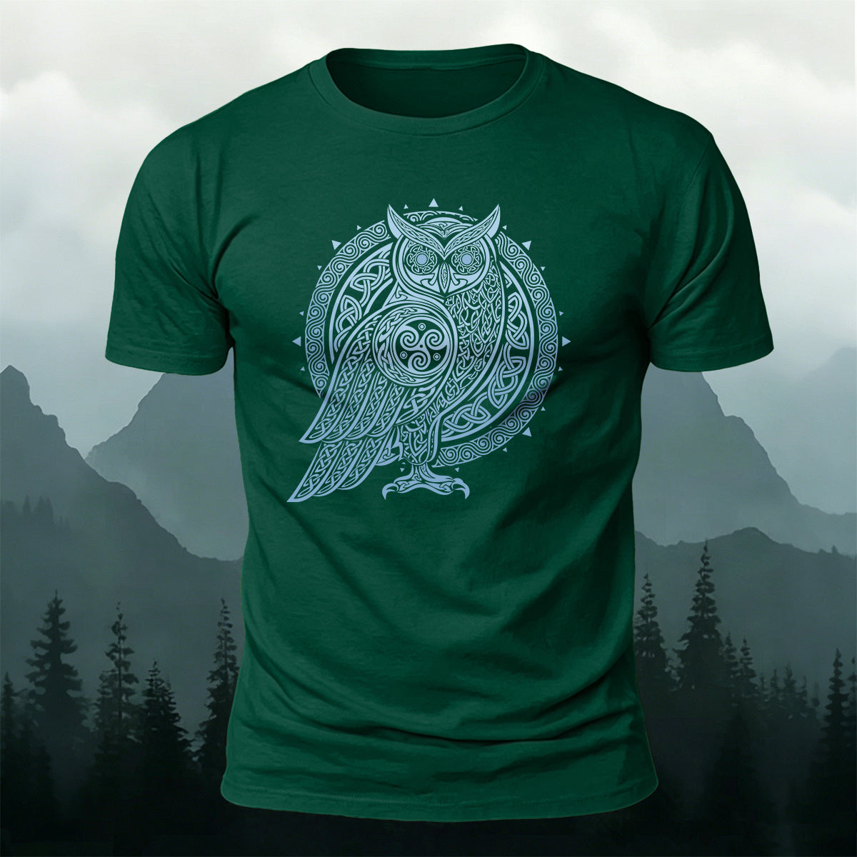 Owl Silhouette Mythical Print Casual Cotton T-Shirt