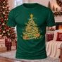 DTG Golden Music Note Christmas Tree Printed Casual Short Sleeve T-Shirt