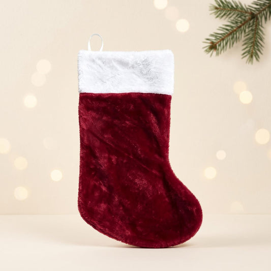 Plush Fuzzy Classic Christmas Stocking