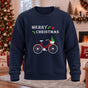 Merry Christmas Bicycle Printed Round Neck Sweatshirt
