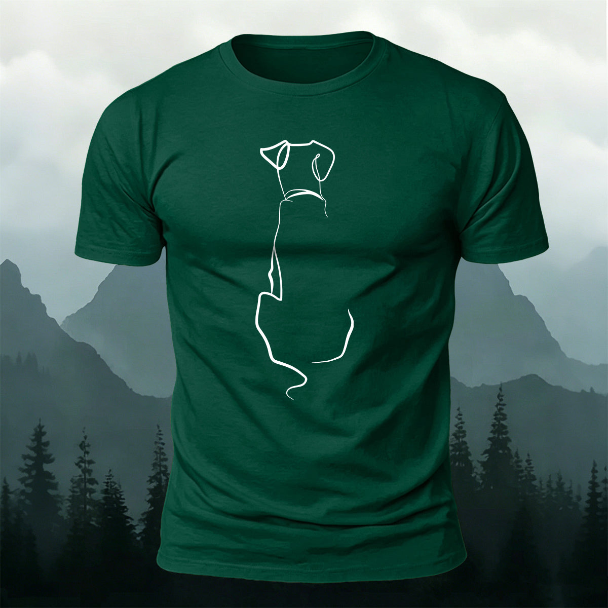 Cotton a Line-Art Puppy Print Casual T-Shirt